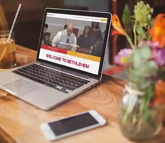 Bethlehem Baptist Church Website screenshot on a laptop