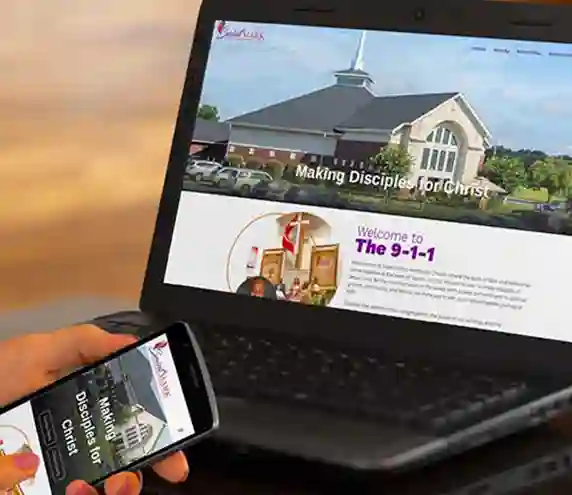St. Mark UMC Website screenshot on a laptop and phone